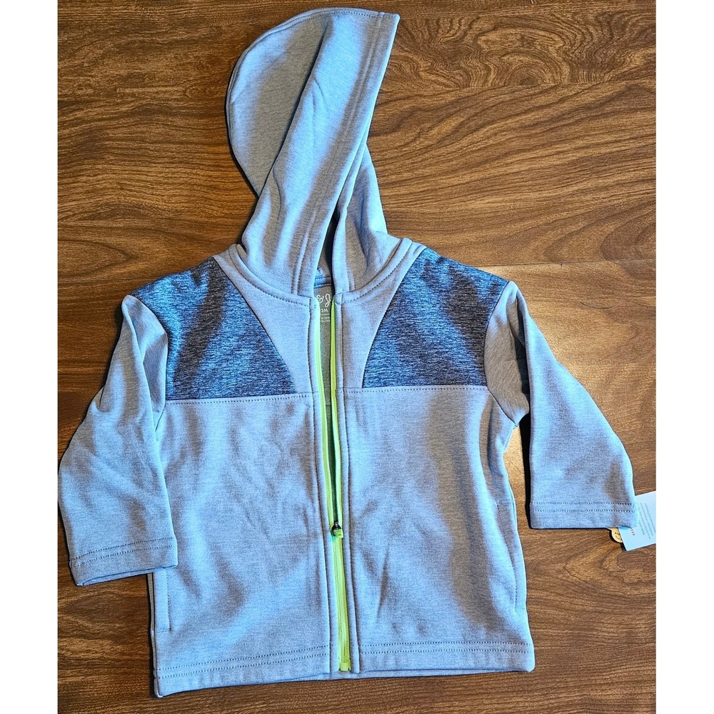 Cat & Jack Baby Hoodie Full Zip Gray‎ Neon Green Jacket 12M Months